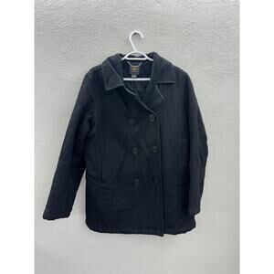 Route 66 Womens Peacoat Size XL Black Double-Breasted Button Up Lined